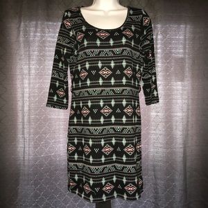 Pink rose fitted Aztec printed dress